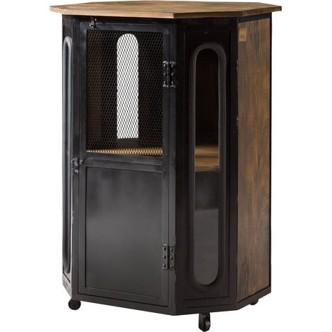 Vitrine Mango 76x60x120 braun lackiert RAILWAY 430