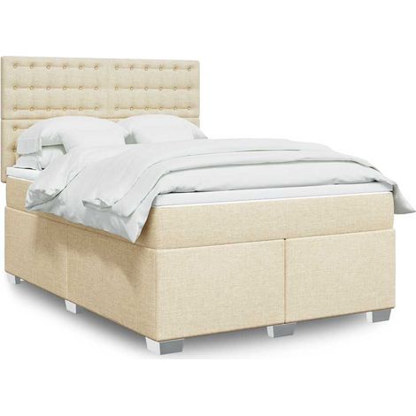 Boxspringbett mit Matratze Creme 140x190 cm Stoff
