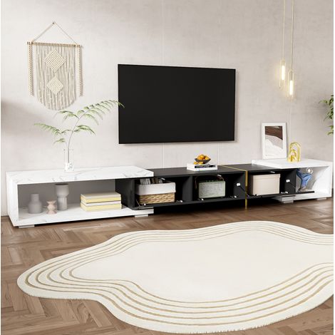 credenza TV 140-260 cm rotante marmo nero lusso HAVRYA (1/5)