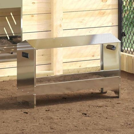 Plateau argenté pour mangeoires à poules 81 x 32 x 53,5 cm