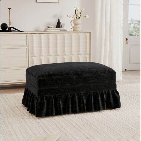 Pouf in ciniglia nero con rivestimento removibile OKMYHOME (1/5)