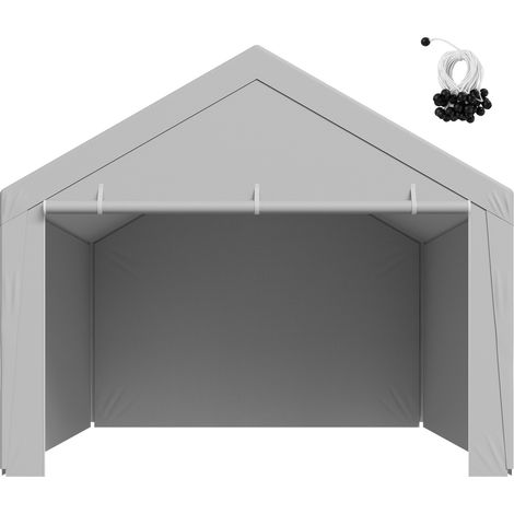 Mophorn Tettoia per posto auto coperto, copertura superiore per tenda da garage con pareti laterali e rifugio sferico 6,09 x 3,65 m, resistente ai raggi UV e impermeabile, telaio non incluso, grigio