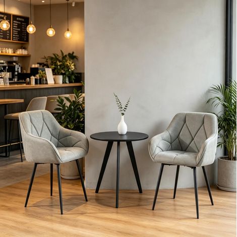Sillas de comedor 45,5x45x83,5 cm en polipiel gris, lote de 2 – MEUBLIV (1/5)