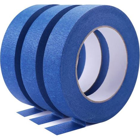Ruban de masquage bleu - 2,5 cm x 55 m - 3 rouleaux - Multi-surfaces - Adhérence parfaite - Facile à retirer (1/5)
