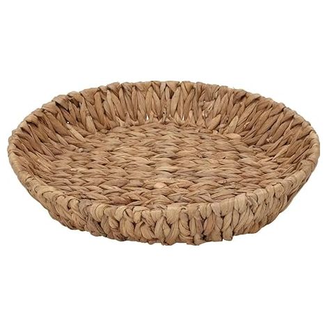 Panier rond en rotin 36x36x6 cm, corbeille tressée naturelle, plateau décoratif multifonction, idéal pour rangement et présentoir.