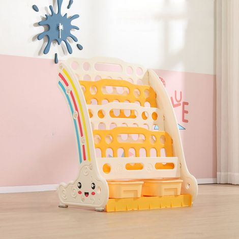 Étagère à livres pour enfants 5 niveaux, rangement de livres illustrés, meuble bibliothèque simple au sol, 54x72x39cm/21.3x28.3x15.4in, pour chambre et salon