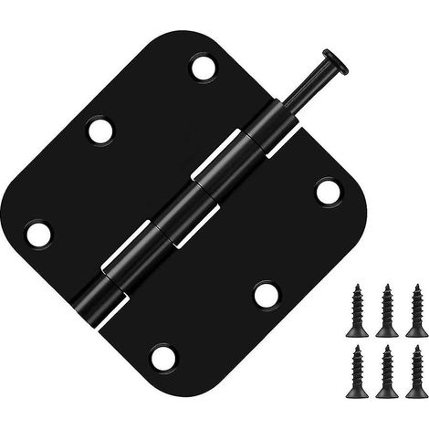 Lot de 6 charnières noires pour portes intérieures de 3 1/2 pouces (8,9 cm) - Charnières noires rondes MMU (1/5)