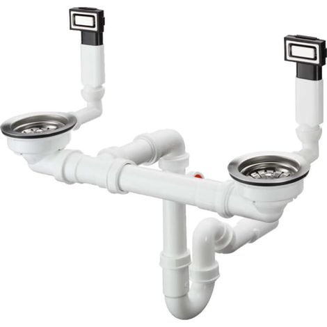 hansgrohe D15-10 Manuelle Ablaufgarnitur für Doppelwaschbecken, Edelstahl, 43923007