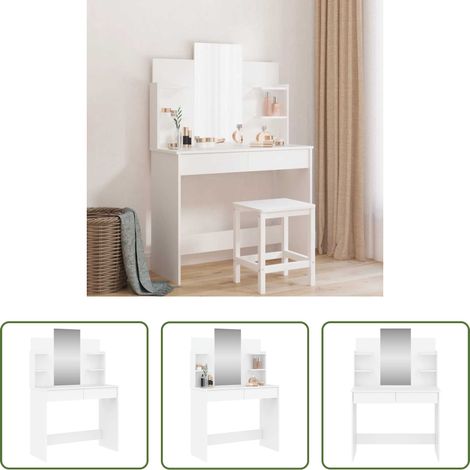 Rangement chambre - Coiffeuse avec miroir blanc 96x39x142 cm (1/5)