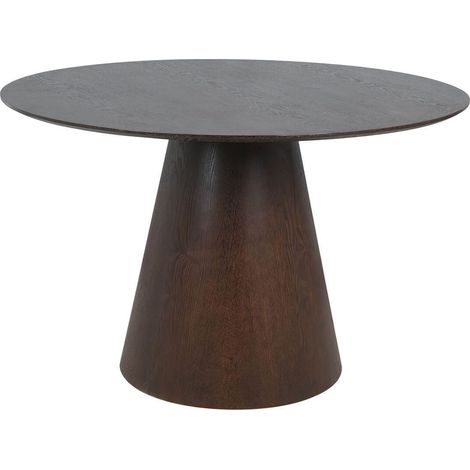 CARACAS - Table Ronde 120cm Pied Central MDF Placage Noyer (1/3)