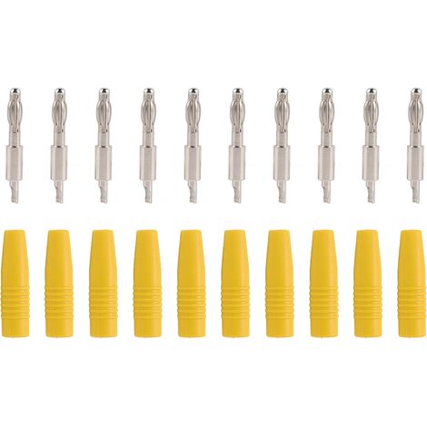 10 Pièces Connecteurs Banane 4mm Mâle Soudure Jaune pour Câbles Multimètre, Haut-parleur et DIY (1/5)