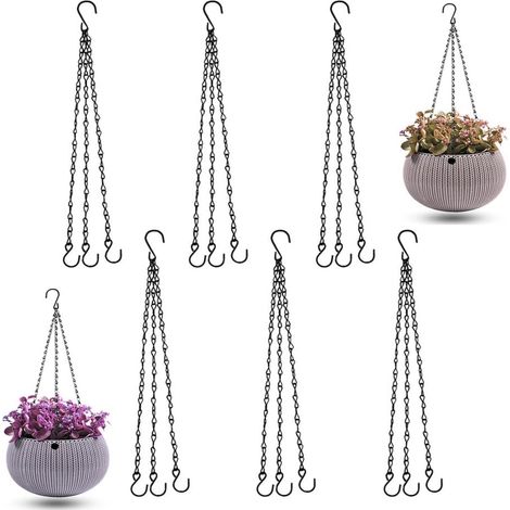 6 Pcs Chaîne de Panier Suspendu, Chaîne De Suspension, Chaîne de Pot Fleur avec Crochet Clip, Chaîne Suspendue pour Jardinières, Mangeoires, Ornements, Lanternes(Noir) (1/4)