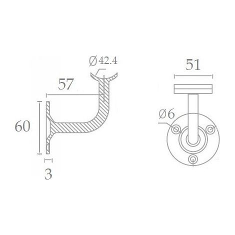 Support métal zingué gris pour main courante ronde PMR (1/4)