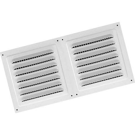 Grille d'aération de cuisine - 300 x 200 mm - Grille d'échappement de Revêtement en poudre blanche, option 300 x 150 mm, protection contre les débris, support mural ou au plafond, métal (1/5)