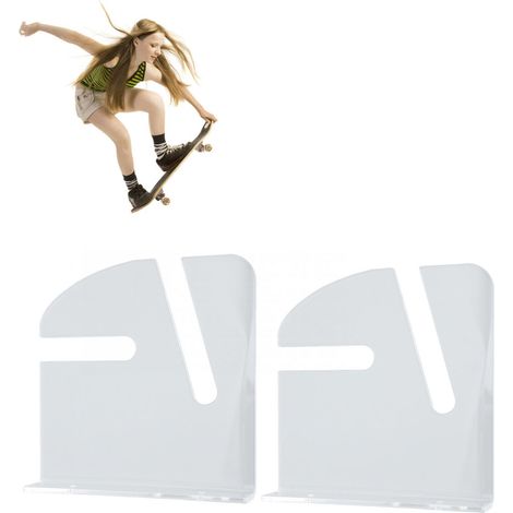 Porte-Skate Acrylique - Support Mur pour Skateboard et Wakeboard, Charge Lourde, 2 Portes-Skate Acrylique Montage Facile et Stable (1/5)