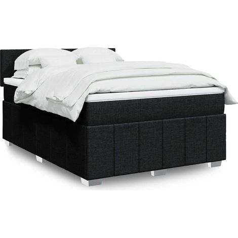 Boxspringbett mit Matratze Schwarz 140x200 cm Stoff
