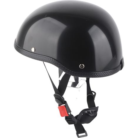 Casque Moto Rétro Demi-Visage Sécurité Coque Fibre de Verre Noir Brillant Homme Femme (1/5)