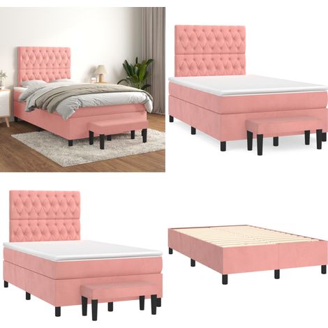 Sommier à lattes de lit avec matelas Rose 120x200 cm Velours - Lit Double - Lit Capitonné - Lit Velours - Lit Design - Literie - Home & Living (1/5)