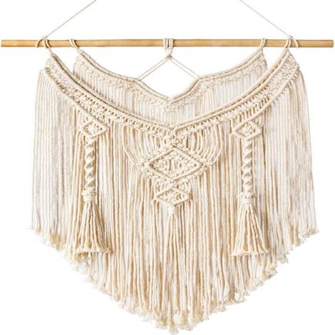 Tenture Murale Macramé - Effet Bois Flotté - 65 cm x 35 cm - Décoration Intérieure Style Bohème Scandinave - 1 Pièce (1/5)