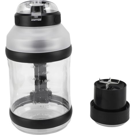 Blender portable sport 2L avec 6 lames, 18 000 tr/min, batterie 4 000 mAh, port USB-C, idéal pour les jus, les milkshakes et les smoothies (noir). (1/5)