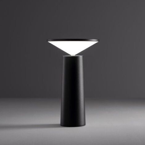 Lampe de table LED sans fil rechargeable USB, veilleuse tactile à intensité variable 3 couleurs, étanche IP54 noire, pour intérieur extérieur restaurant bar (1/5)