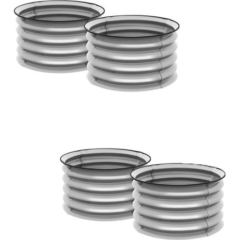 Hochbeet aus Metall 4er Set Blumenkasten Kräuterbeet Pflanzkasten mit offenem Boden Gemüsebeet für Garten Silber 60x60x30 cm
