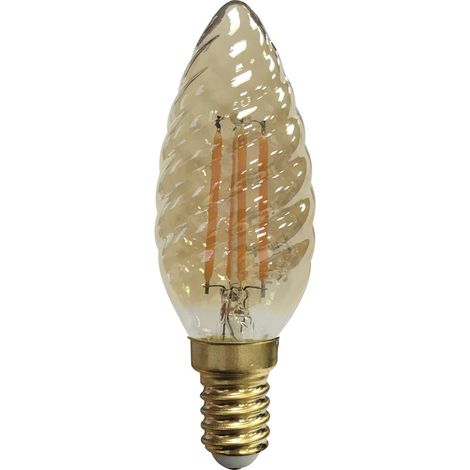 Bombilla Vela LED E14 4W 2200K en Cristal Rizado Dorado