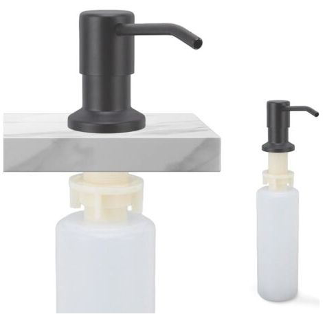 Dispenser di sapone da lavabo in acciaio inox da 350 ml, con ricarica dall'alto, design elegante per il bagno, colore nero. (1/5)