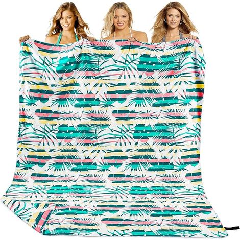Beach Towel, 200 x 145 cm, Microfibre Towel, Bath Towel, Beach Blanket (Stripes) (1/5)