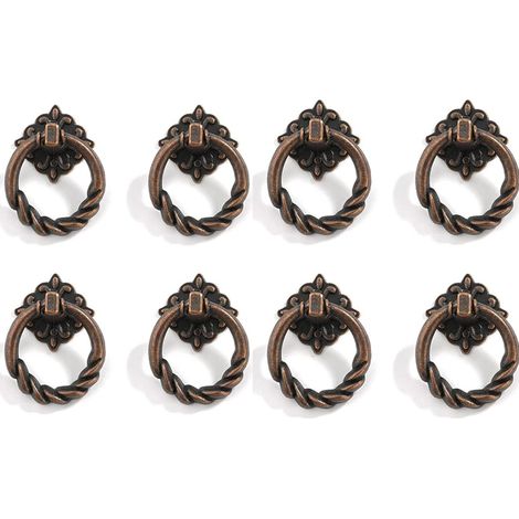 8 pièces poignées de tirage à anneau vintage antique, poignée de tiroir rétro, poignées de meubles vintage anciennes, poignées de tiroir à trou unique, poignées de porte d'armoire, pour cuisine, armoi (1/5)