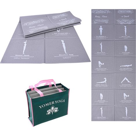 Esterilla de yoga plegable para mujer, esterilla de ejercicio antideslizante, apta para el hogar y el gimnasio, incluye bolsa de transporte, apta para yoga, pilates y fitness, 173 x 61 cm x 5 mm de gr (1/5)