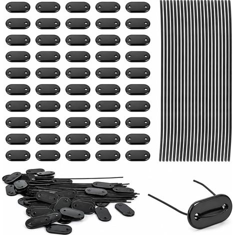 50PCS Fixation Brise Vue PVC Noir avec 50 Attaches 15 cm, Clips de Fixation Brise-Vue pour Canisse PVC, Brise Vue Jardin et Grillage Rigide, Accessoires Clôture Extérieure (1/5)