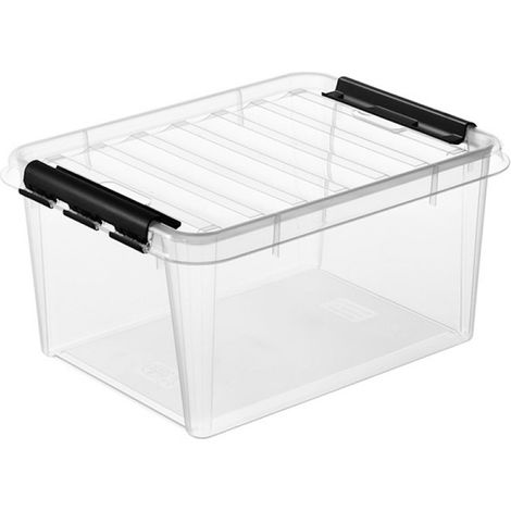 Boite de rangement transparente avec clips noires 14 litres classic 15 ref 3508390