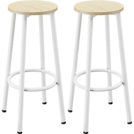 Barhocker 2er Set mit Fußstütze, 64cm Höhe, Naturfarbe (1/5)