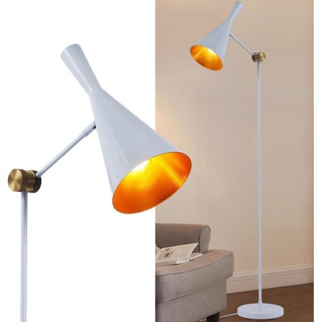 Lampadaire Blanc,aluminium abat-jour nid d’abeille intérieur doré E27 40W