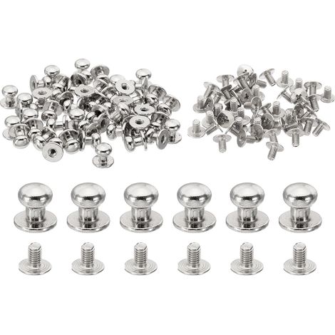 50 Ensembles Clous de 7mm pour Vêtements Rivets en Cuir Ton Argenté (1/5)