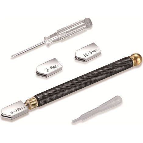 Coupe Verre Professionnel, Outil de Découpe de Verre, Style Crayon, Verre Taillé de 2 à 20 mm D'épaisseur pour Coupe de Verre/Carreaux/Miroir/Mosaïque (1/4)