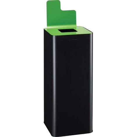 Poubelle de tri sélectif Solstice Signature - verre - 60l - gris manganèse / vert - RAL 6018 (1/4)