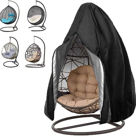 Housse de fauteuil suspendu en forme d'œuf (190 x 115 cm) – Housse imperméable pour fauteuil suspendu – Housse de protection pour mobilier de jardin suspendu – (1/3)