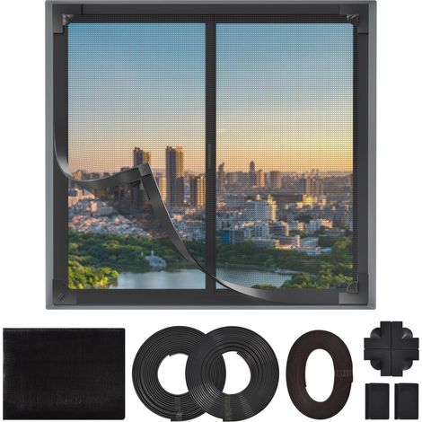 Moustiquaire Magnétique pour Fenêtre, 120 x 140 cm, Noire, Fibre de Verre, Aimant, Plastique, Moderne, DOOR (1/5)