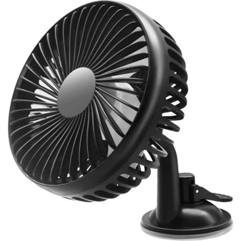 Ventilateur Voiture - Réglable En Angle - Rotation 360° - Grille De Sécurité - Alimentation 12 V / 24 V - USB - 1 Pièce (1/5)