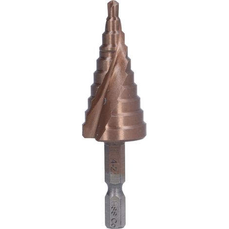 Mèche à étages cannelée 4-22mm acier rapide tête de perçage pour fer bois (1/5)