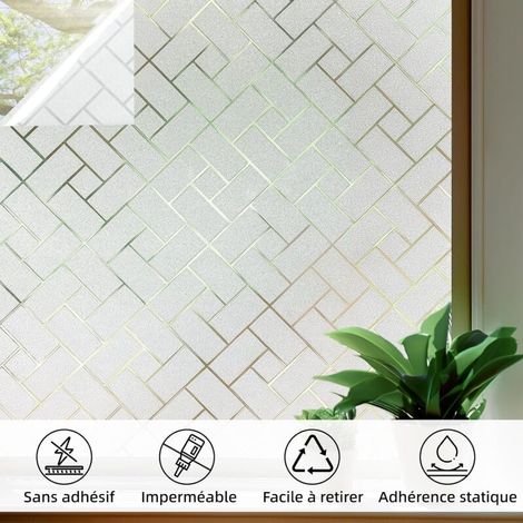 (Weiß, 45 x 200 cm) Sichtschutzfolie, statisch haftende Fensterfolie, mattierte UV-Schutzfolie, geeignet für Zuhause, Büro, Badezimmer, Schlafzimmer, Küche