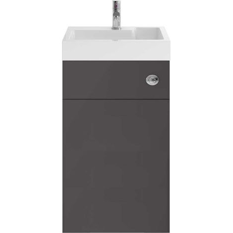 Nuie Athena Gloss Grey 500mm Combination Vanity Unit with Basin and Cistern - PRC945CB (1/4)