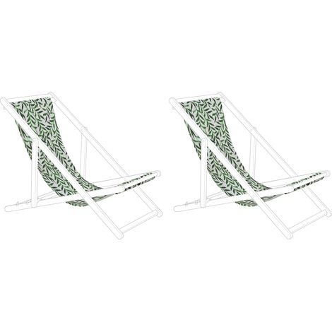 Conjunto de 2 telas de poliéster blanco verde para tumbona de jardín patrón de hojas moderno exterior Anzio / Avellino