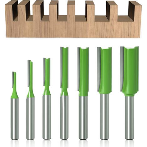 7 Stück gerader Fräser mit 6 mm Schaft, gerader Fräser, für Holz-Wolframkarbid-Holzbearbeitungswerkzeug, gerader Fräser mit Einzel- und Doppelnut, Holzbearbeitung, 3 mm, 4 mm, 5 mm, 6 mm, 8 mm, 10 mm, (1/5)