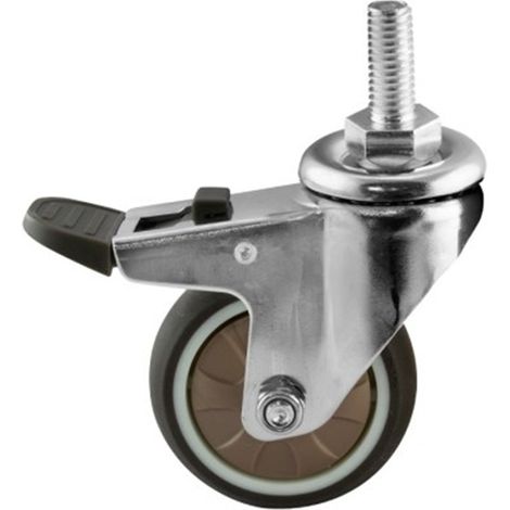 Rueda giratoria goma marrón con freno - 40 mm E8X15 20 kg, INTHER.