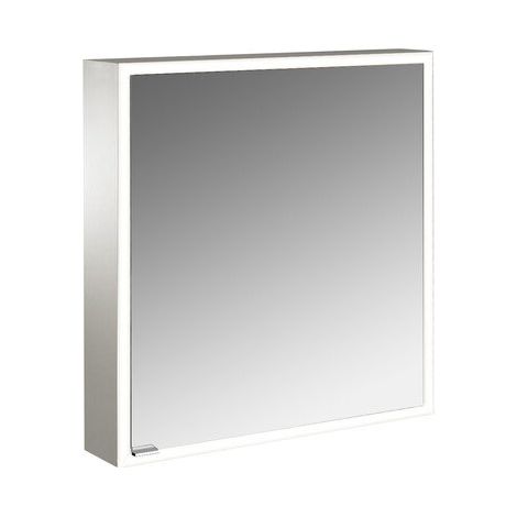 Emco asis prime Armadio a specchio illuminato, modello per montaggio esterno, 1 anta, cerniera destra, 600 mm, compimento: Pannello posteriore in vetro bianco - 949705160 (1/5)
