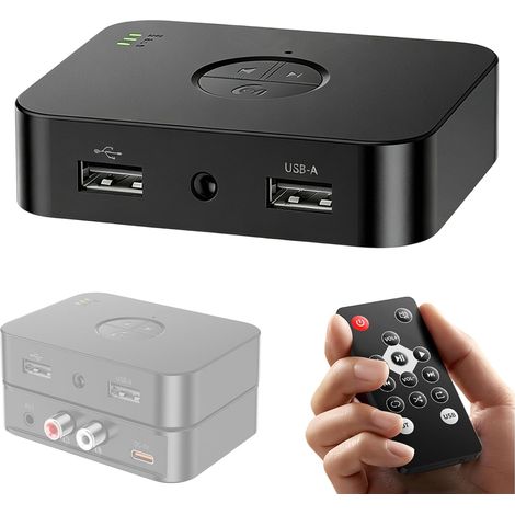 Adaptateur stéréo Bluetooth 6.0 avec télécommande, récepteur Bluetooth avec prise jack RCA auxiliaire 3,5 mm, récepteur HiFi Bluetooth avec surround 3D, adaptateur audio sans fil pour haut-parleur (1/5)