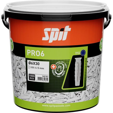 Cheville nylon légère PRO6 sans vis 6 x 30 - seau de 1000 pièces - SPIT (1/4)
